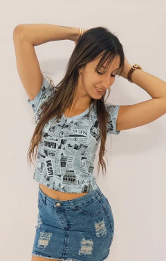 Remera Mujer Manga Corta Estampada Diario Lycra Moda Dama