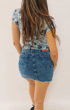 Pollera De Jeans Elastizada Rotura Mujer - tienda online