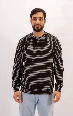 Buzo Sweater Hombre Rayado Liviano Cuello Redondo Vestir