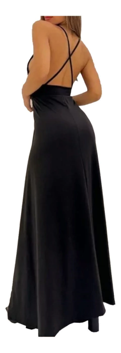 Vestido Largo Mujer Microfibra Doble Tajo Fiesta Casamiento - comprar online