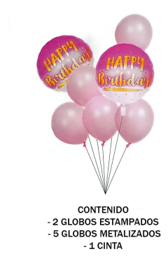 Globos Combo Set X 7 Piezas Metalizado Glitter Cumpleaños - comprar online