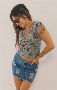 Remera Mujer Manga Corta Estampada Diario Lycra Moda Dama en internet