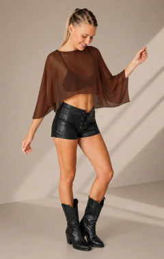 Manguita Crop Top Mujer Tull Transparencia Fiesta Moda - NOU INDUMENTARIA