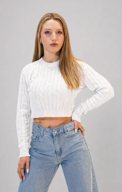 Sweater Corto Trenzado Bremer Mujer Moda Abrigo Liviano - comprar online