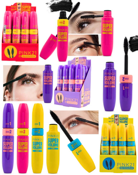 Mascara de Pestañas Super Volume 2 en 1 PINK 21