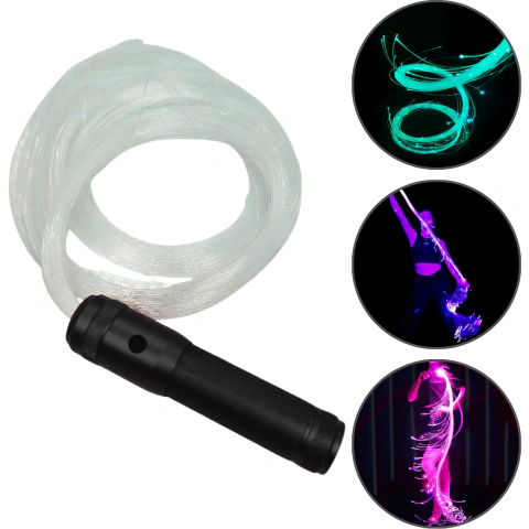 Latigo Led Fibra Optica 180cm - Negro