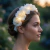 Vincha Flores de Tela con Led - Blanco