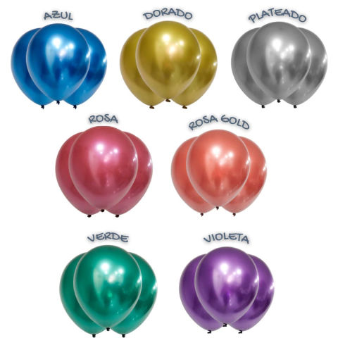 Globo Chrome Globby 12 Pulgadas x10 Unid