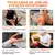 Imagem destacando problemas comuns nos joelhos, como lesão esportiva, efusão/edema, dor no joelho e sensação de frio e umidade, relacionados ao uso do massageador elétrico com laser e infravermelho.
