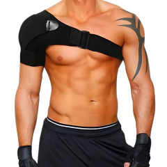 Homem usando suporte para ombro unissex preto