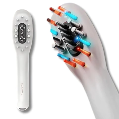 Escova para tratamento de alopécia com luzes vermelhas e azuis