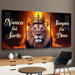 Quadro Decorativo Leão Frase Bíblica Jesus Coroa Fé Sala 4k - comprar online