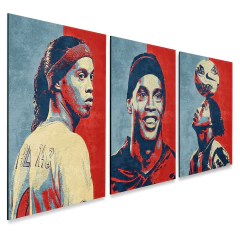 kit 3 Quadros Decorativo Ronaldinho Gaúcho