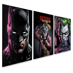 kit 3 Quadros Decorativos Batman e Coringa