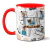 Caneca Bege Detalhes Personalizada Com 5 Fotos - loja online