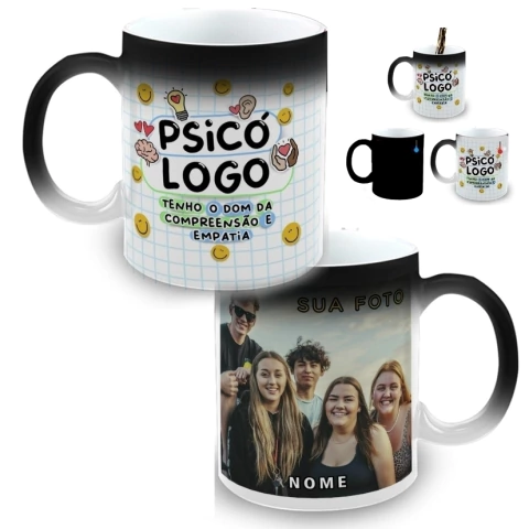 Caneca Mágica Personalizada Profissão Colorida Psicólogo