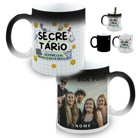 Caneca Mágica Personalizada Profissão Colorida Secretário