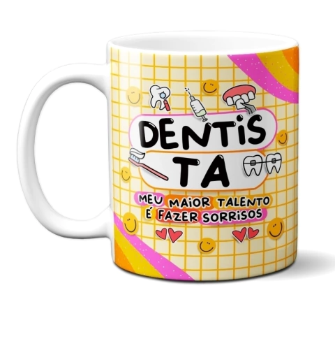Caneca Profissão Colorida Dentista