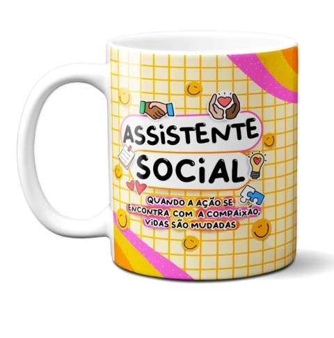 Caneca Profissão Colorida Assistente Social