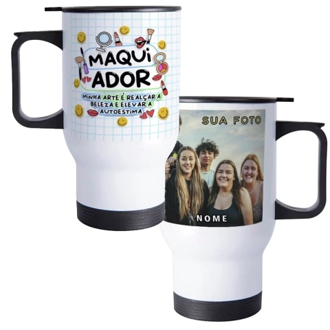 Copo Térmico Personalizado Profissão Colorido Maquiador