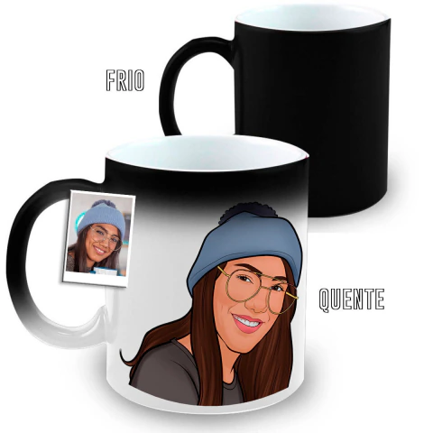 Caneca Mágica Com Caricatura Preta Fosca 325 ml