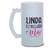 Caneca Chopp Mãe Linda Estressada Vidro Jateado 475ml