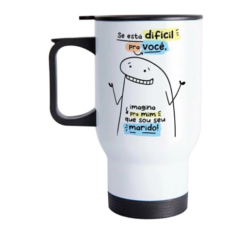 Copo Térmico Flork Dif¡cil Imagina Marido 475ml Inox