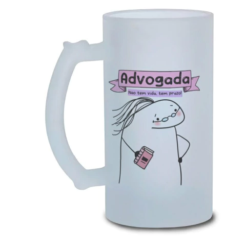 Caneca Chopp Profissão Advogada Vidro Jateado 475ml
