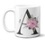 Caneca Sua Inicial Flor Rosa