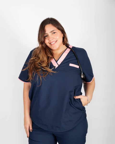 Ambo Ágata azul con rosa - comprar online