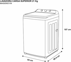 Lavadora Midea Carga Superior Vortex Wash 21Kg Agitador 3 perillas