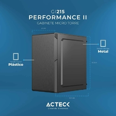 Acteck Gabinete Micro Torre Performance II GI215 / MAX MB M-ATX Fuente ATX Plus 500w / 2xUSB 2.0 / Full Metalico + Frente Solido/Negro - CM | Ahorita lo Pides, Ahorita lo Recibe