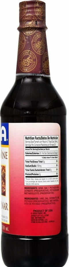 Goya Vino tinto de cocinar 750ML - comprar en línea