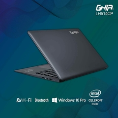 GHIA Laptop Libero LH514CP.Pantalla 14.1 Pulgadas HD, Procesador Celeron J3355. 4GB RAM, 128GB Almacenamiento EMMC, Sistema operativo Windows 10 Pro.