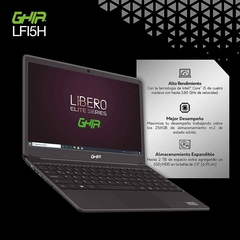 Imagen de GHIA Netbook Libero Elite LFI5H. Pantalla de 14.1, Procesador Core i5 8259U 2.3 GHz. 8GB RAM, 256GB Almacenamiento SSD M.2. Mini HDMI, WiFi, Bluetooth.
