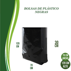 PAQUETE DE 1KG DE BOLSAS DE PLÁSTICO NEGRA 90CMX120CM
