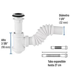Céspol de bote 1-1/4", contra, polipropileno, para lavabo - comprar en línea