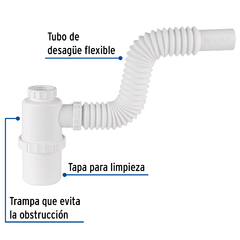 Céspol de bote 1-1/2", s/contra, polipropileno, p/fregadero - CM | Ahorita lo Pides, Ahorita lo Recibe