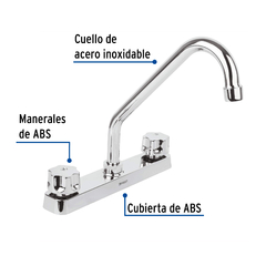 Mezcladora plástica 8" cuello largo para fregadero, standard en internet