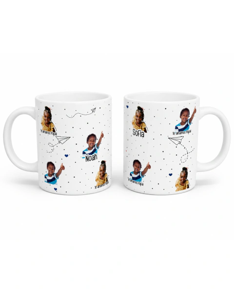 Caneca Personalizada Te Amamos Papai com Fotos dos Filhos
