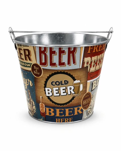 Balde para Cerveja Metálico Decorativo Beer com Alças