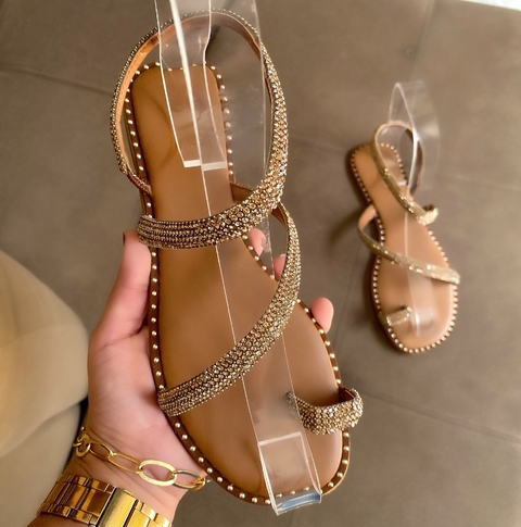 Rasteira dourado, prata e preto - comprar online