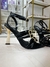 Sandália Alícia bico folha (nude e preto) - Uze Thay Shoes