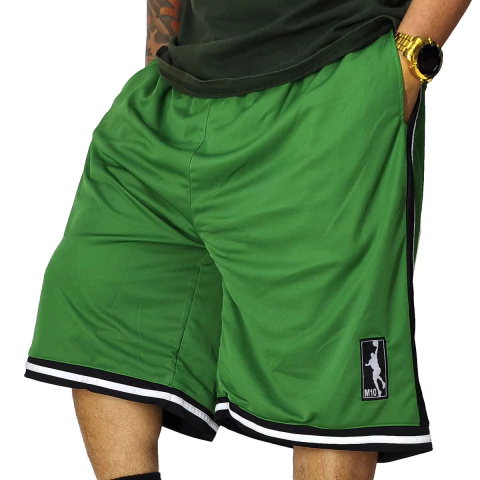 Bermuda Basquete Plus Size M10 Preto Verde Fire T Alt