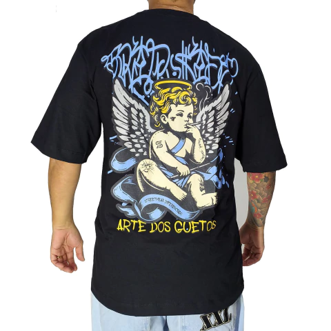 Camiseta Trip Side Overzise Anjo Fumanchu Preto