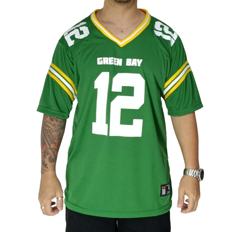 Camisa Futebol Americano M10 Plus Size Green Bay 12 Verde