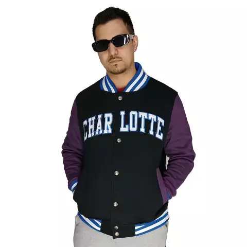 Jaqueta Moletom College M10 Charlotte Preto Roxo