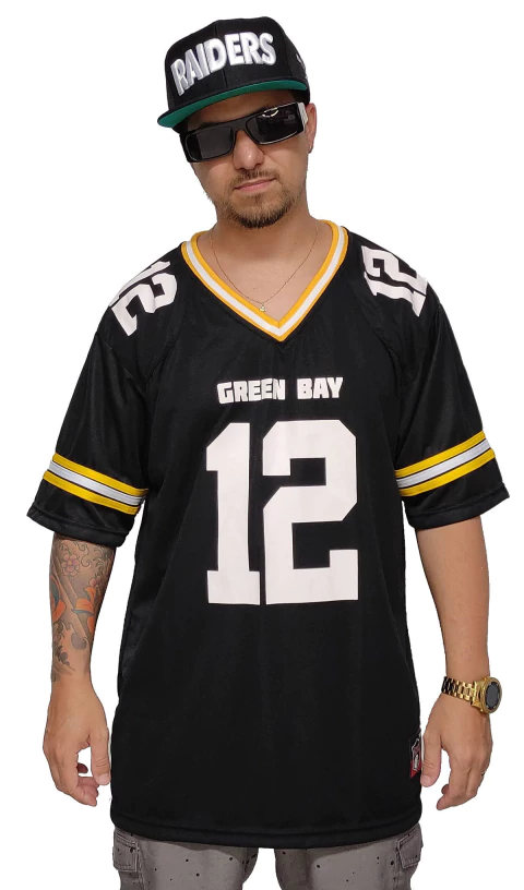 Camisa Futebol Americano M10 Green Bay 12 Preto