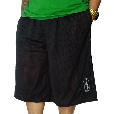 Bermuda Basquete M10 Plus Dupla Face Roth Dry Preto Vermelho