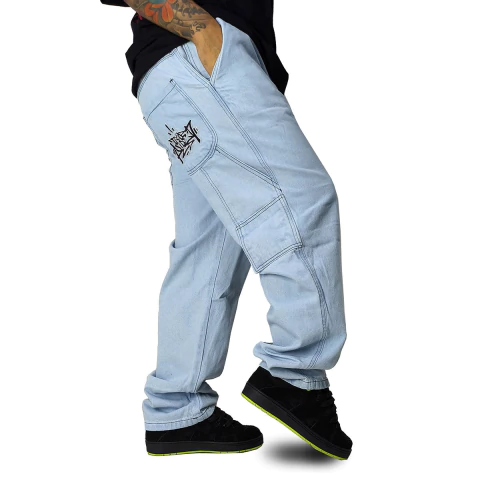 Calça Jeans Trip Side Carpinteiro Delavê Azul C027